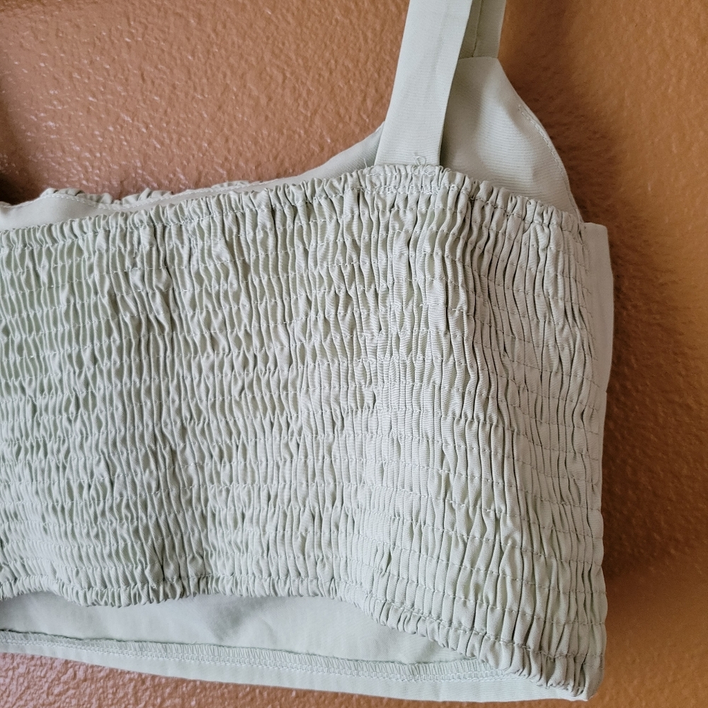 Sage green Ruched Cropped Tank - Picture 7 of 7
